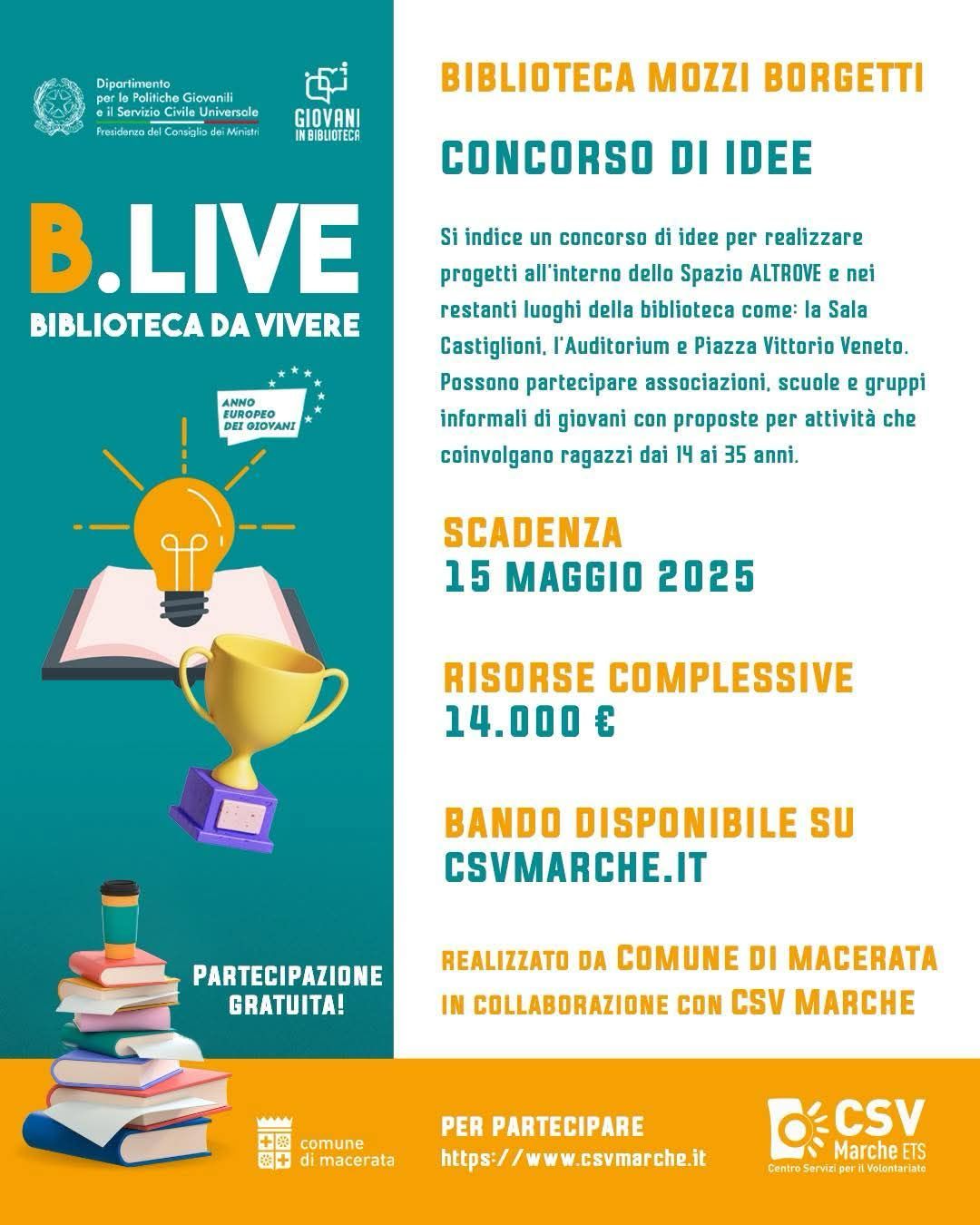 Spazio Altrove chiama i giovani creativi: aperto il Concorso di Idee per attività nella Biblioteca Mozzi-Borgetti